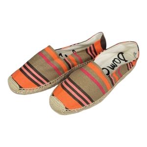SAM EDELMAN "VERONA" ORANGE MULTI STRIPE CANVAS FLATS/LOAFERS NWOT!